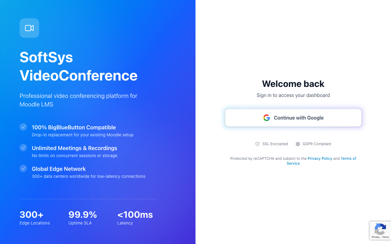 SoftSysVideo dashboard login screen