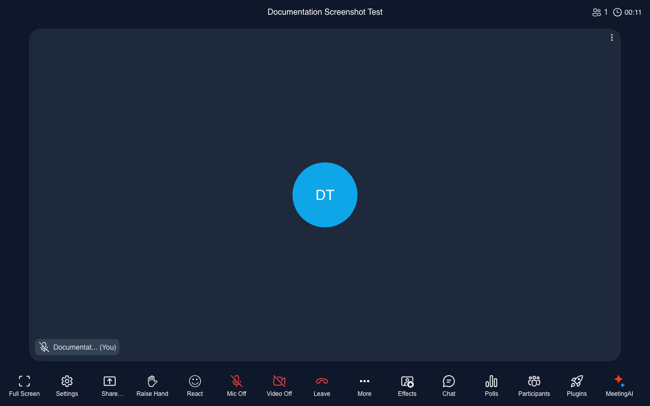 Meeting room controls and toolbar
