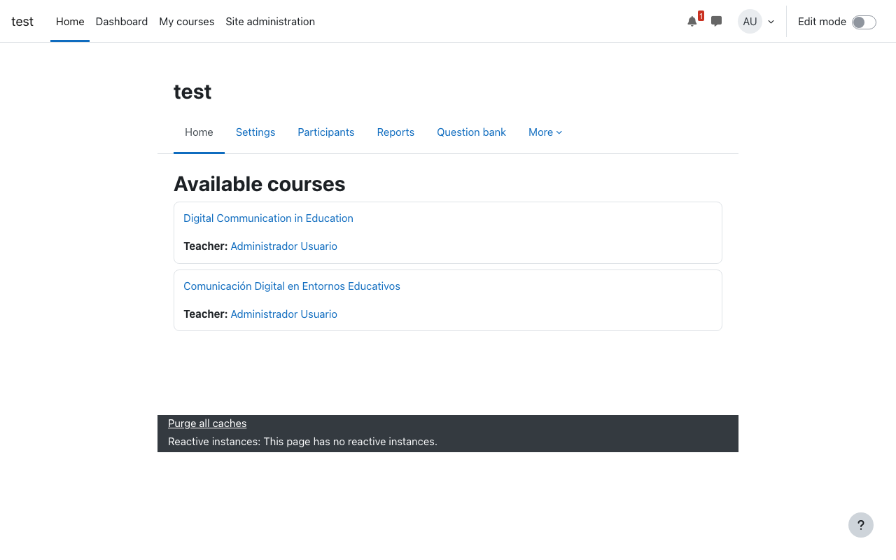 Moodle home page with SoftSysVideo integration