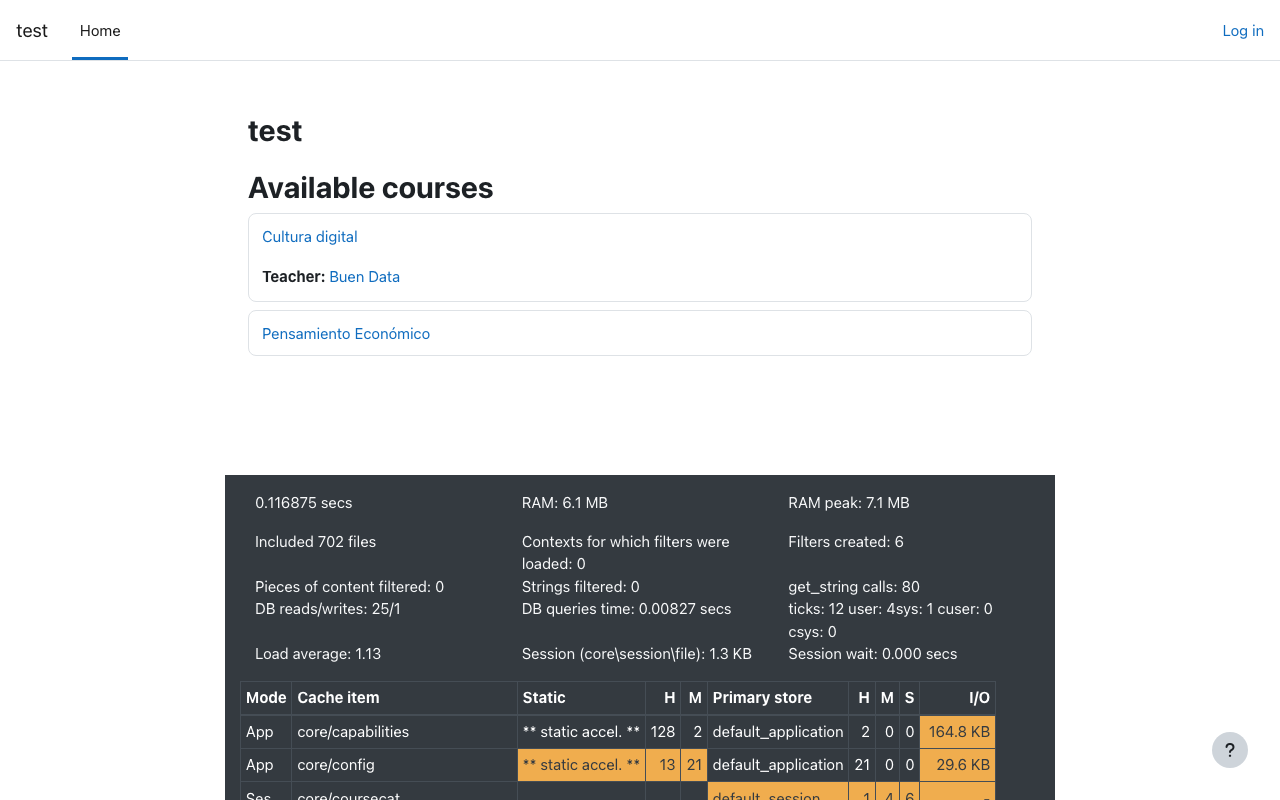 Moodle home page with SoftSysVideo integration